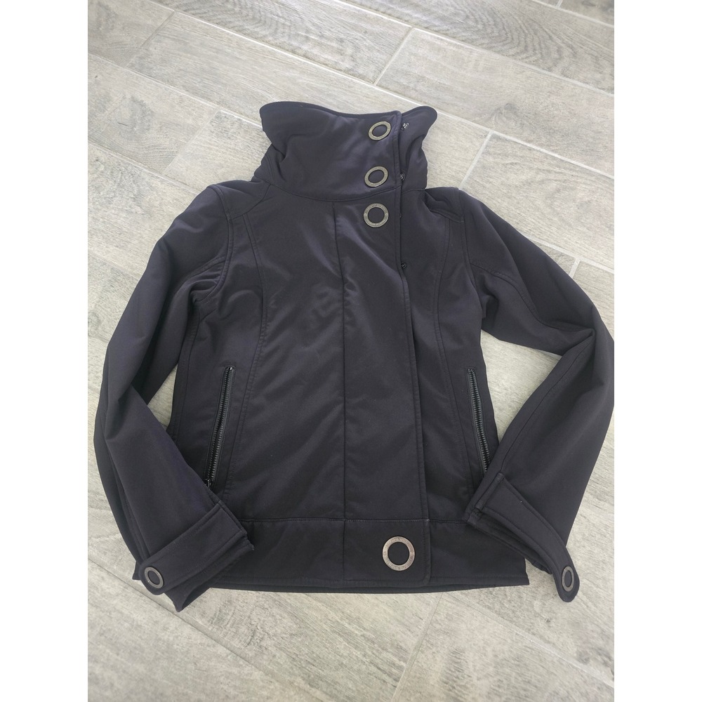 Lululemon Audrey Black Softshell Fleece Lined Funnel Neck Jacket Size 2